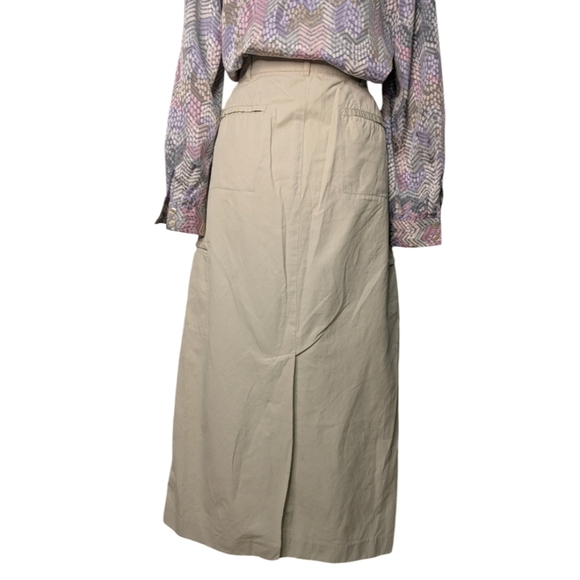 Braemar Vintage Cargo Maxi Skirt Cotton/Nylon Neutral Cream Size 12 - Picture 7 of 12